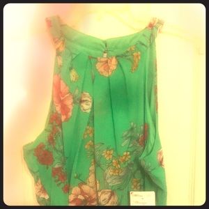 Green with Floral pattern Summer dress floor link.